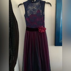 Backless Pink and Purple and Blue Long Modern dress
